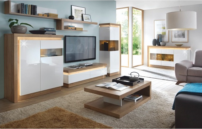 Biela moderná sektorová obývačka