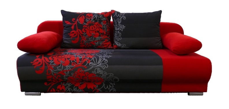 Červeno-čierna lacná pohovka na spanie