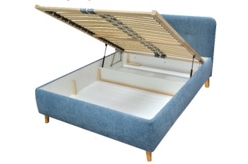 Fialová čalúnená posteľ 140x200 cm s úložným priestorom
